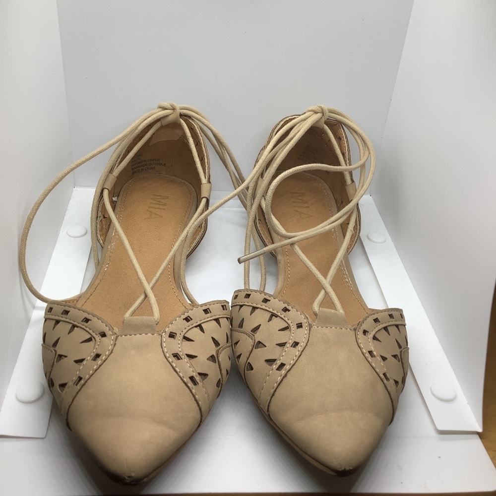 MIA - Norine - Tie Ankle Strap Flats - Tan - Ladies Size 7M